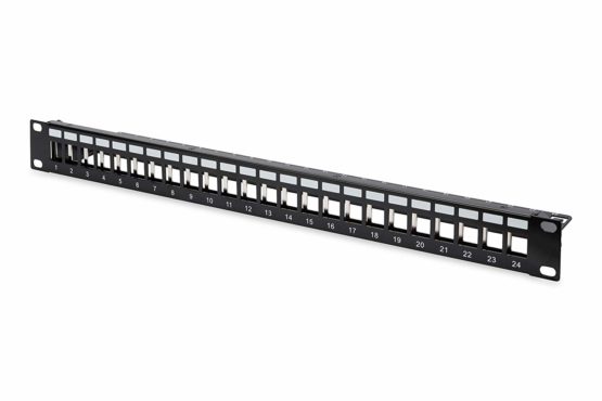 Digitus RAL 9005 Patch Panel Housing 1HE for Keystone Module 24-Port / 48.3 cm / 19 Inch for RJ45 and LWL Modules Black