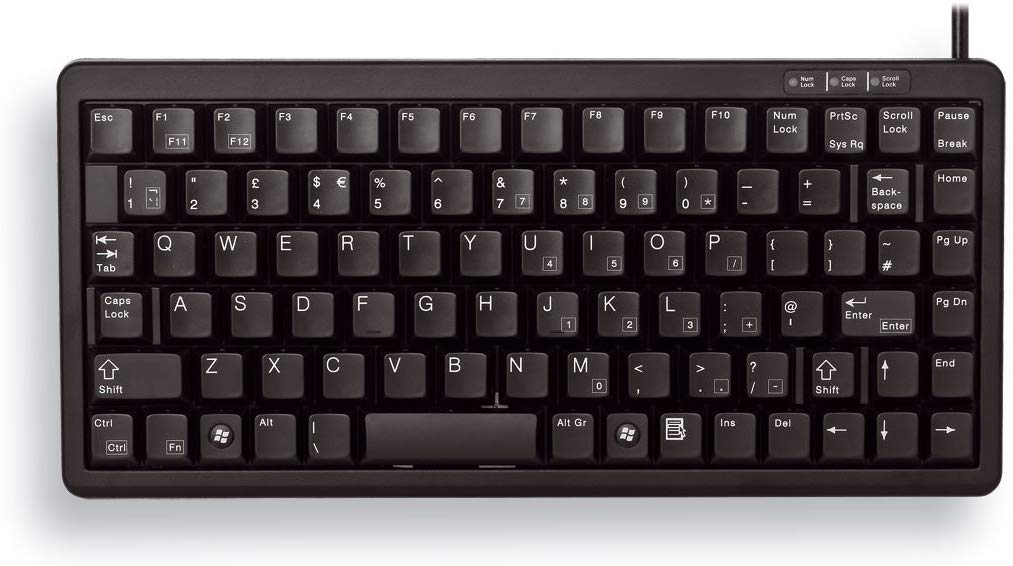 CHERRY G84-4100, Compact Mechanical Keyboard, Spanish Layout (QWERTY), With Windows Keys, Wired (USB & PS/2), ML Switches, Black