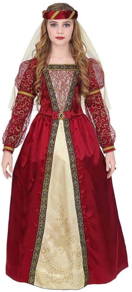 Widmann Widman Medieval Princess - Childrens Fancy Dress Costume - Medium - 140cm - 8 to 10 Years, Red, Gold