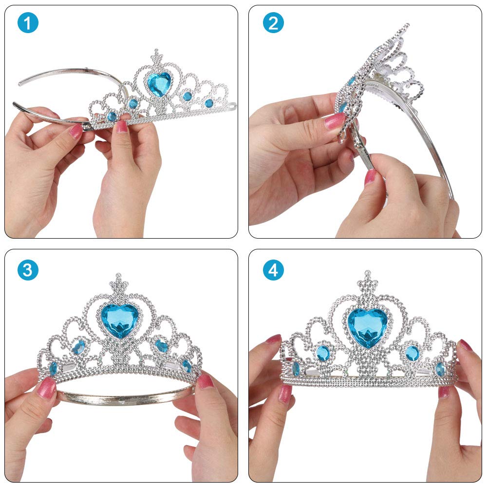 Vicloon Princess Dress Up Accessories, 7PCS Princess Costumes Set, Included Princess Crown, Gloves, Magic Wand - Image 3