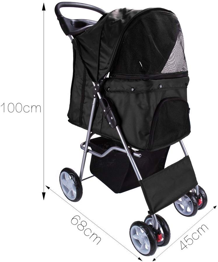 display4top Pet Travel Stroller Dog Cat Pushchair Pram Jogger Buggy