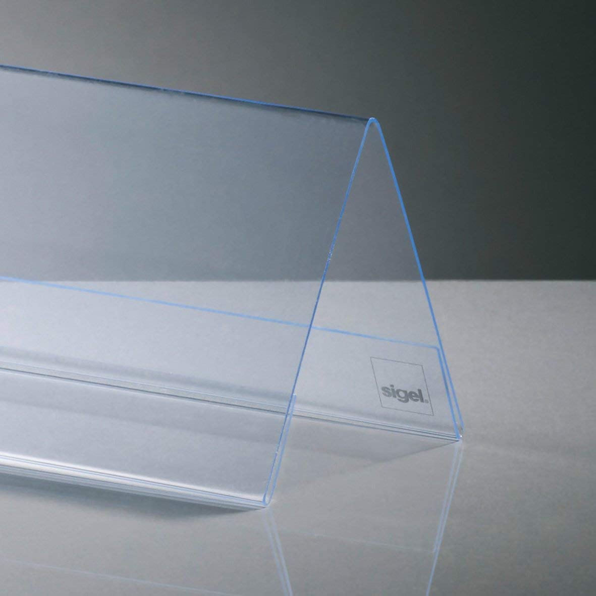 SIGEL TA130 Sign Holder, tent form, for 24 x 9 cm, double-sided presentation, rigid plastic, transparent, 5 Pieces - Image 2