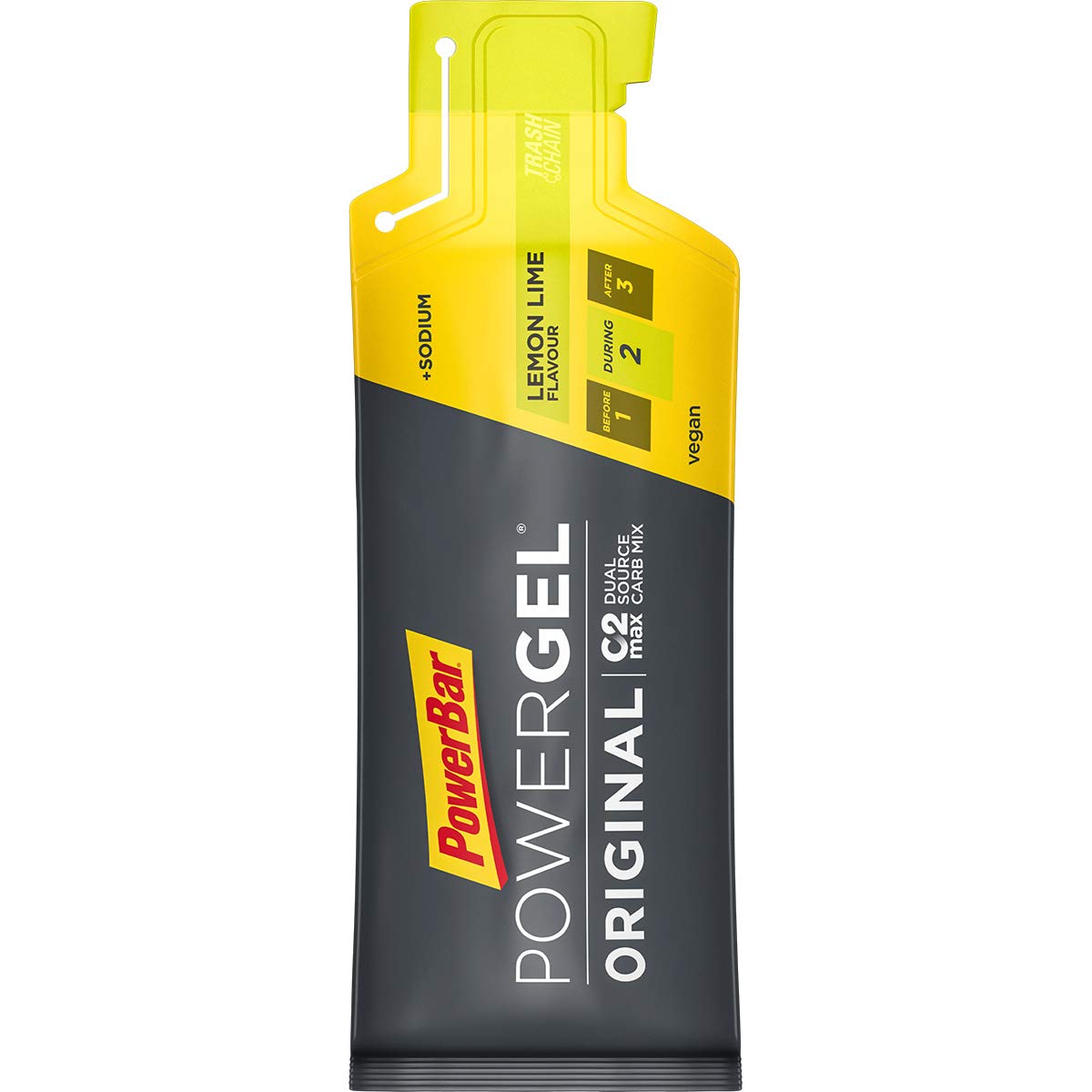 Powerbar - PowerGel Original - Lemon Lime - 24x41g - High Carb Energy Gel - Sodium - caffeine-free, Grey/Jaune, 980 g (Pack of 1) - Image 2