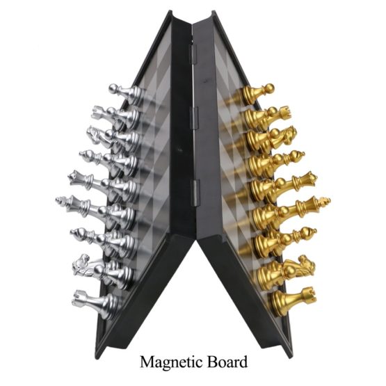 Chess Set Chess Board Game for Kids Adults with Magnetic Chess Pieces,Travel Chess Games Folding Chess Board Sets Educational Kids Toys for 5 6 7 8 Year Old Boys Girls(Gold&Silver) - Image 3