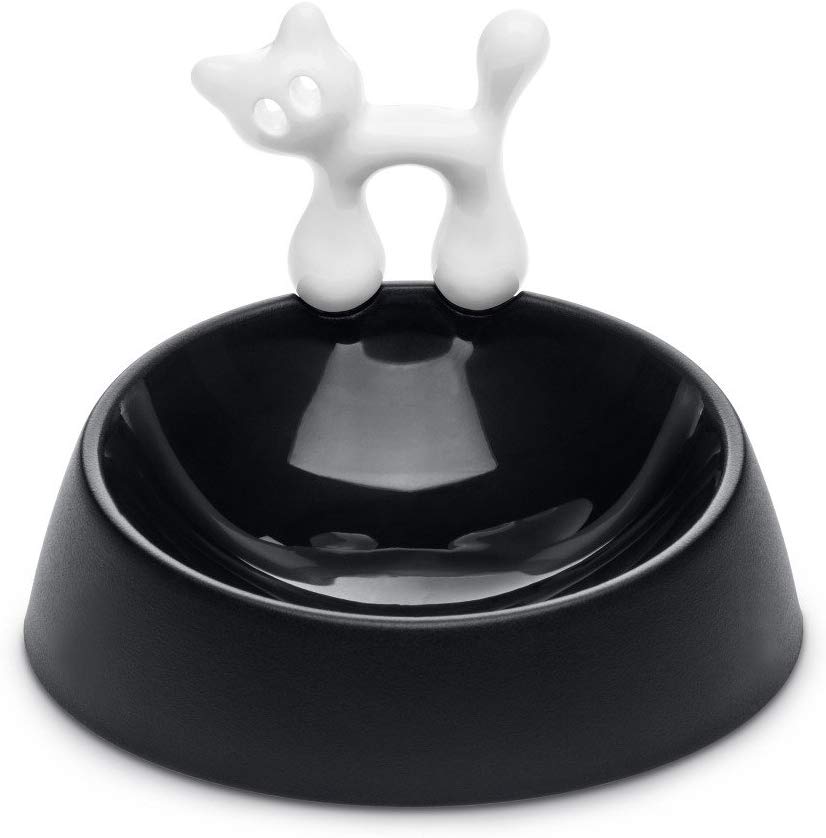 koziol cat dish Miaou, thermoplastic, black with white, 15.7 x 15.7 x 11.3 cm, Cosmos Black-cotton White