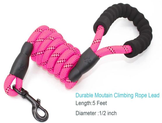 ADOGO® Rope Dog Lead with Soft Padded Handle and Reflective Threads Nylon Durable Dog Leash Safety 5FT Mountain Climbing Rope Twist Dog Lead For Small Medium Large Dogs - Image 2
