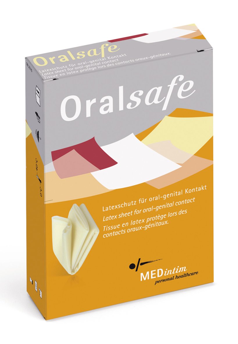 Oralsafe MEDintim Latex Fabric Strawberry, 8 count (Pack of 1)