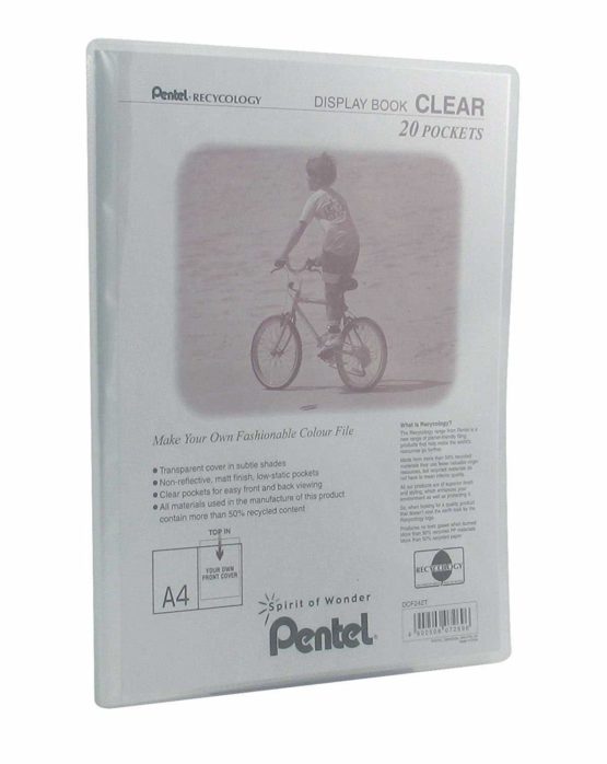 Pentel Display Book Clear, A4 20 Pockets, Transparent, 1 Display Book, DCF242T