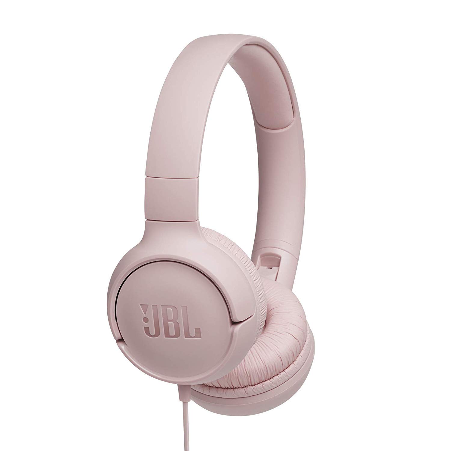 JBL Tune 500 On-Ear Lightweight Foldable Headphones with Pure Bass Sound, 1-Button Remote with Built-In Microphone, Pink