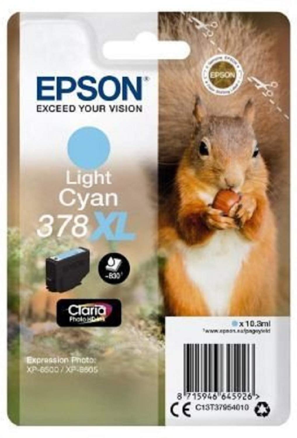 Epson 378XL Light Cyan Squirrel High Yield Genuine, Claria Photo HD Ink Cartridge