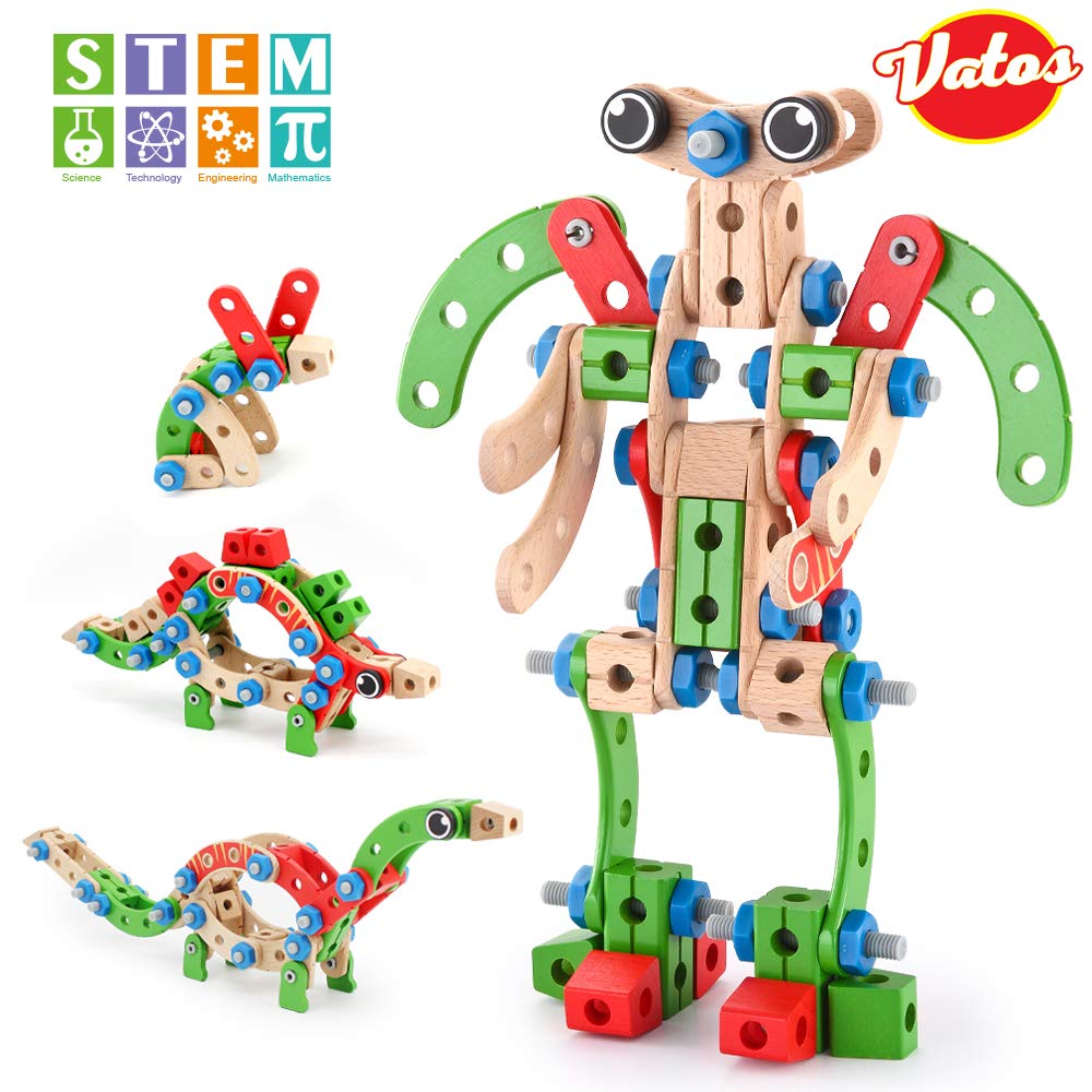 VATOS Wooden Building Toy, Construction Toy STEM Learning Toys Building