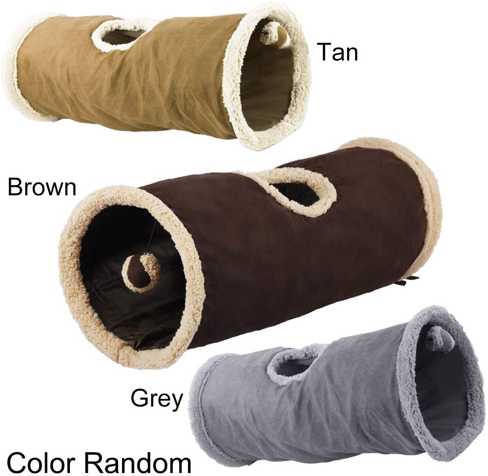 All For Paws Lambswool Find Me Cat Tunnel (Colour May vary and Random colour delivered), 66CM