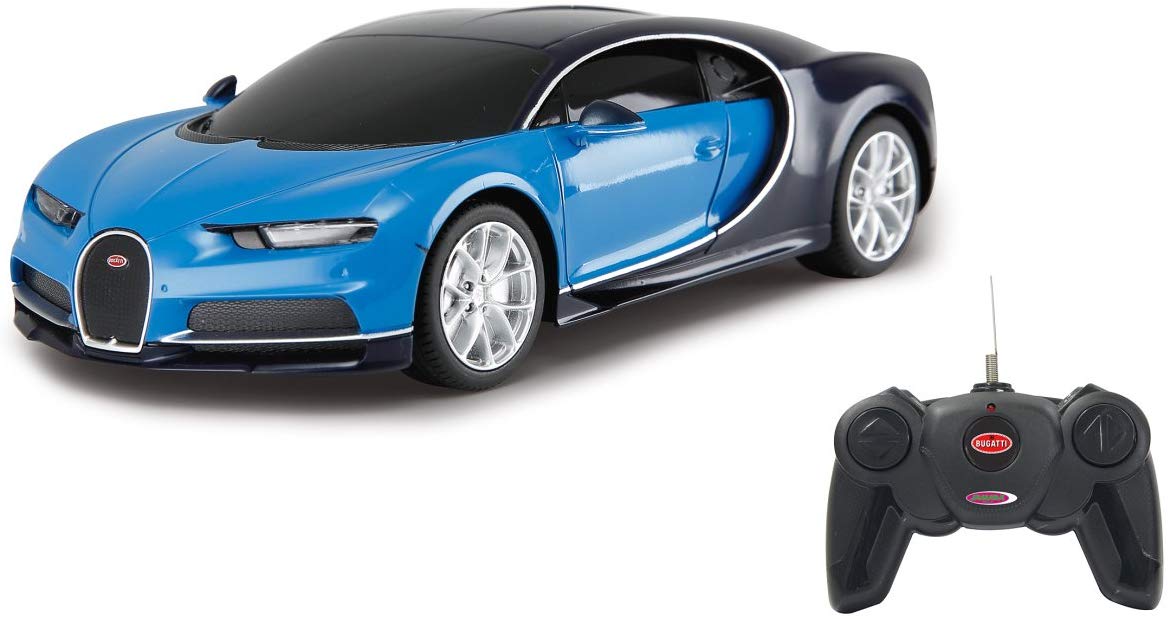 Jamara RC car, Bugatti 1:24 Blue, Officially Licensed, 7 kph, 1hr Drive Time, High End Finish, 18.9 cm