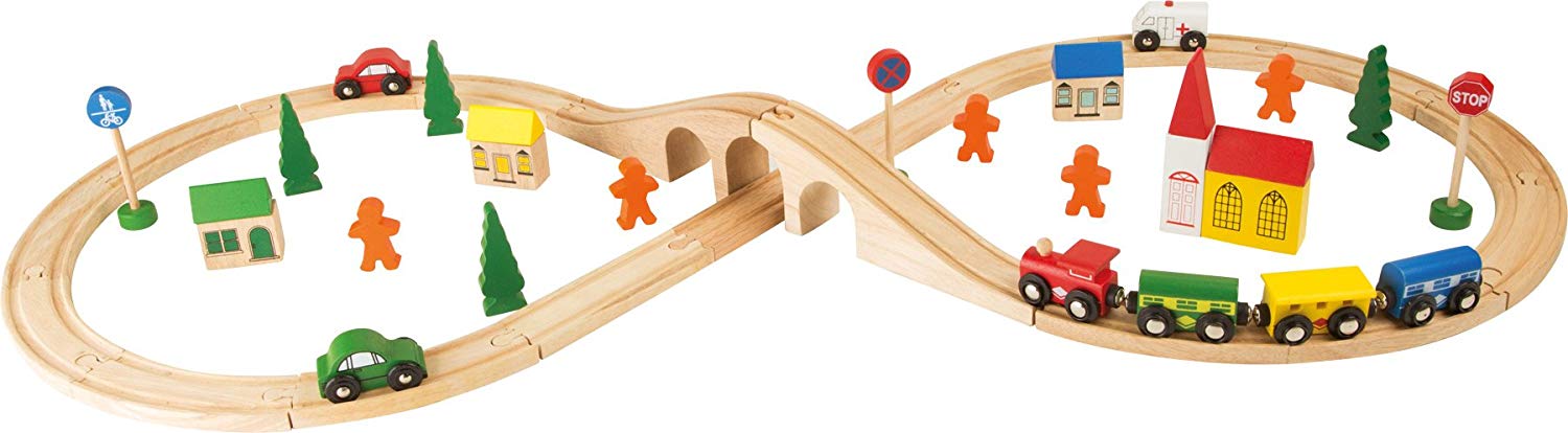 Small Foot Company 46 Piece Wooden Railway Set, Multicolor