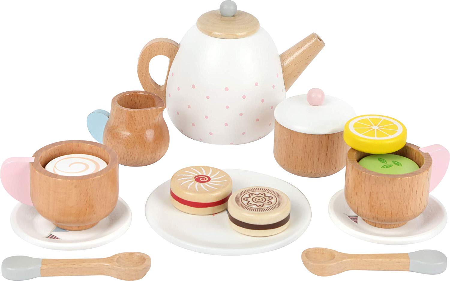 small foot 11214 Wooden Tea Set "Children's Kitchen", accessories for play kitchen with 17 parts, from 3 years - Image 2