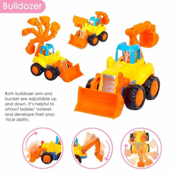 Moontoy Toddler Early Education Construction Vehicles Toys Push and Go Friction Powered Plastic Car Toys Sets for Boys and Girls Gifts for Kids 1 2 3 - Image 2