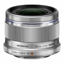 Olympus Mo Digital 25 mm F1.8 Lens, Fast Fixed Focal Length, Suitable for All MFT Cameras (Olympus OM-D & PEN Models, Panasonic G-Series), Silver