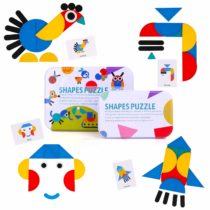 BBLIKE Wooden Jigsaw Puzzle, 36 Pcs Shape Puzzles + 60 Pcs Image Cards Kids Puzzle Set Montessori Educational Toys (A)