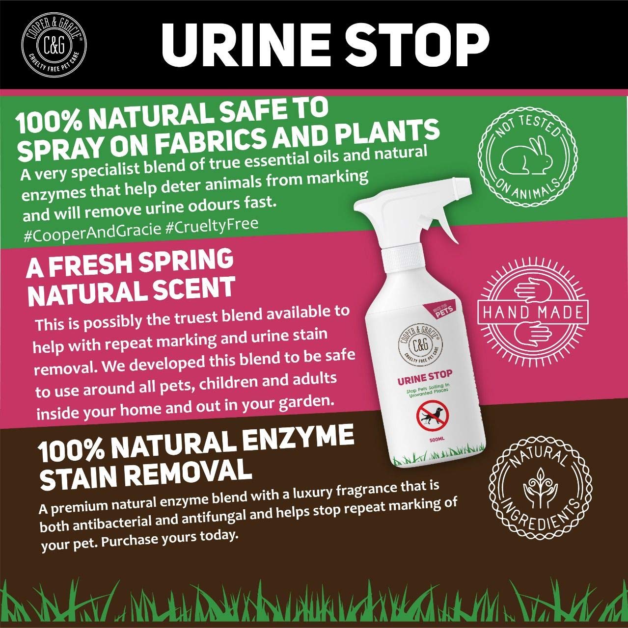 C&G Pets Urine Stop Spray for Dogs & Cats, 500ml Triple Action Formula, Stops Repeat Marking Indoors & Outdoors - Image 2