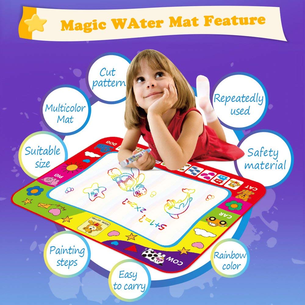 Magic Water Drawing Mat with Rainbow Color Swatches,Children Magic Water Drawing Mat Board,Educational Toy Gift for Kids - Image 4
