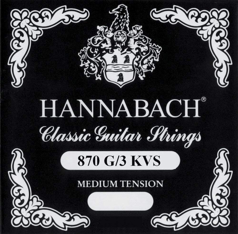 Hannabach 652562 Strings for Classic Guitar G/3 Nylon Wound 870MT Medium Tension Copper Silver-plated