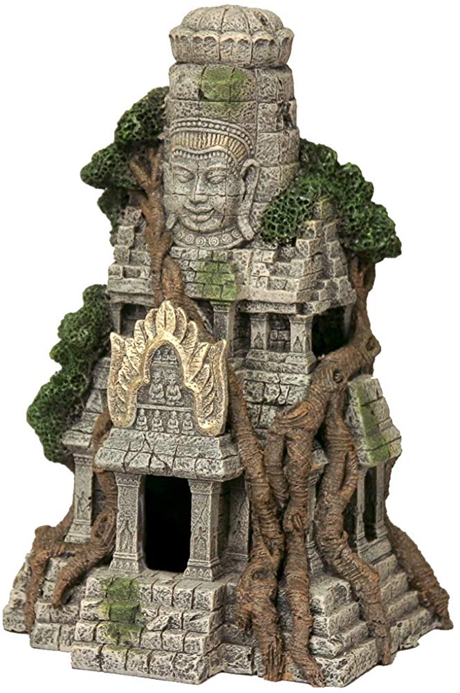 Rosewood Cambodian Temple Ruins Aquarium Decor, Bright Blue