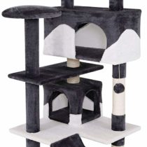 dibea Cat Tree Activity Centre Scratching Post, 130 cm, Grey/White