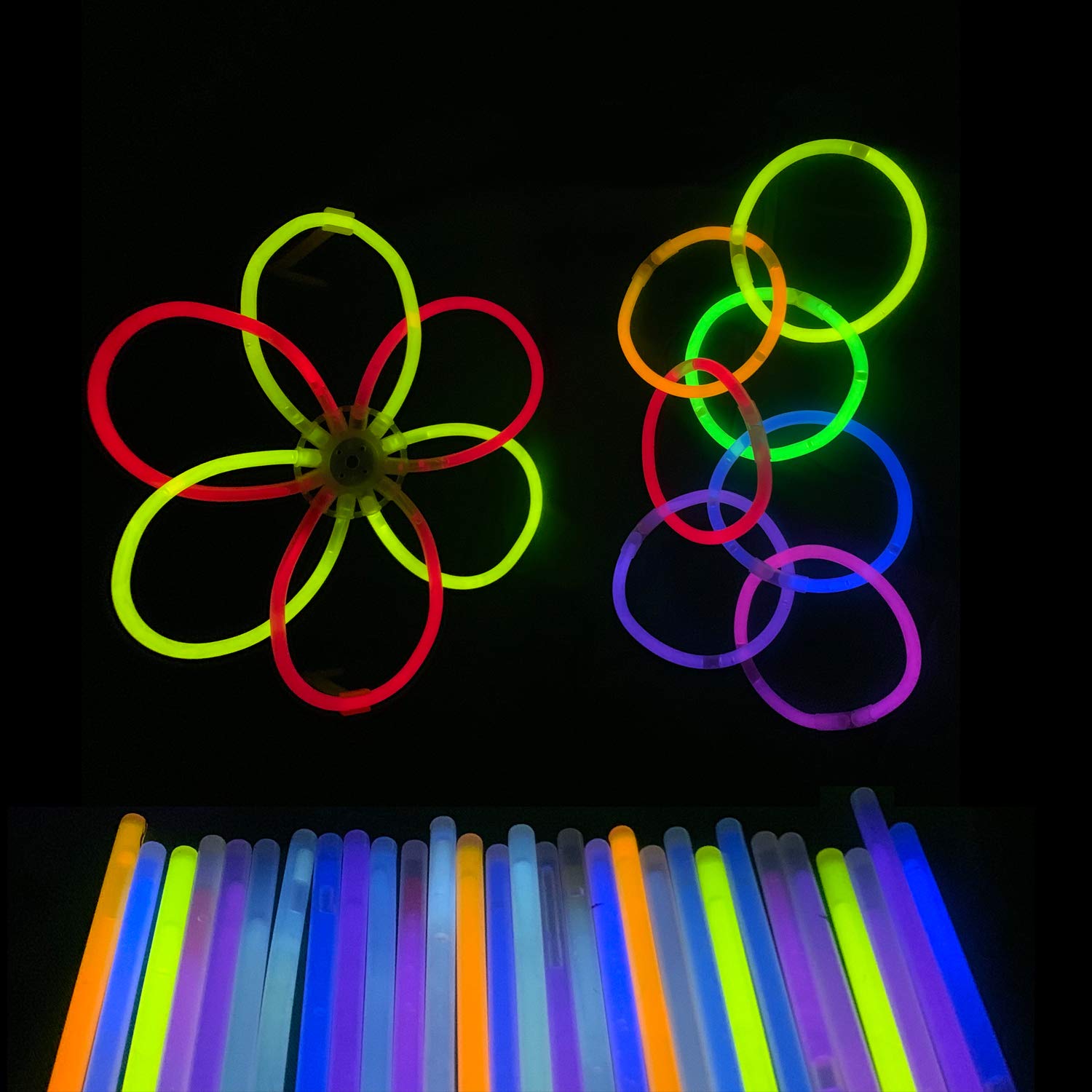 100pcs Premium 8 Inch Glow Sticks With Connectors To Make Neon Necklace Wrist Band Bracelets, Party Favours - Image 2