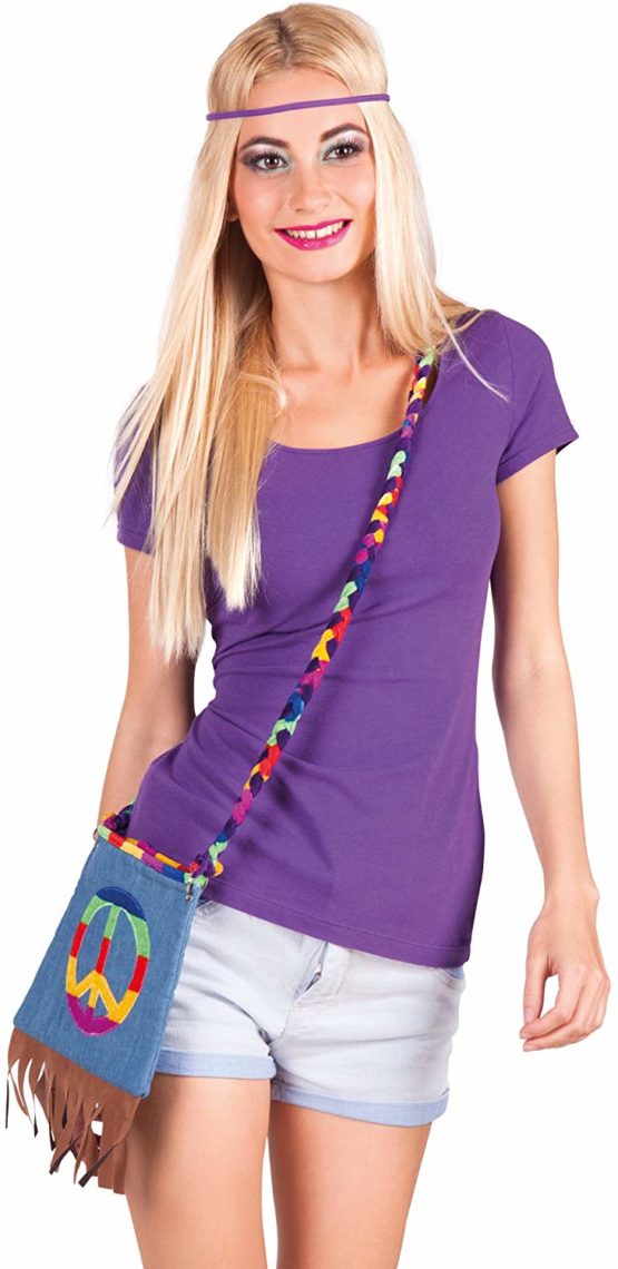 Boland 44519 - Handbag Peace, Shoulder Bag, Hippie, Peace, Flower Power, Accessory, 60s, Theme Party, Carnival - Image 2