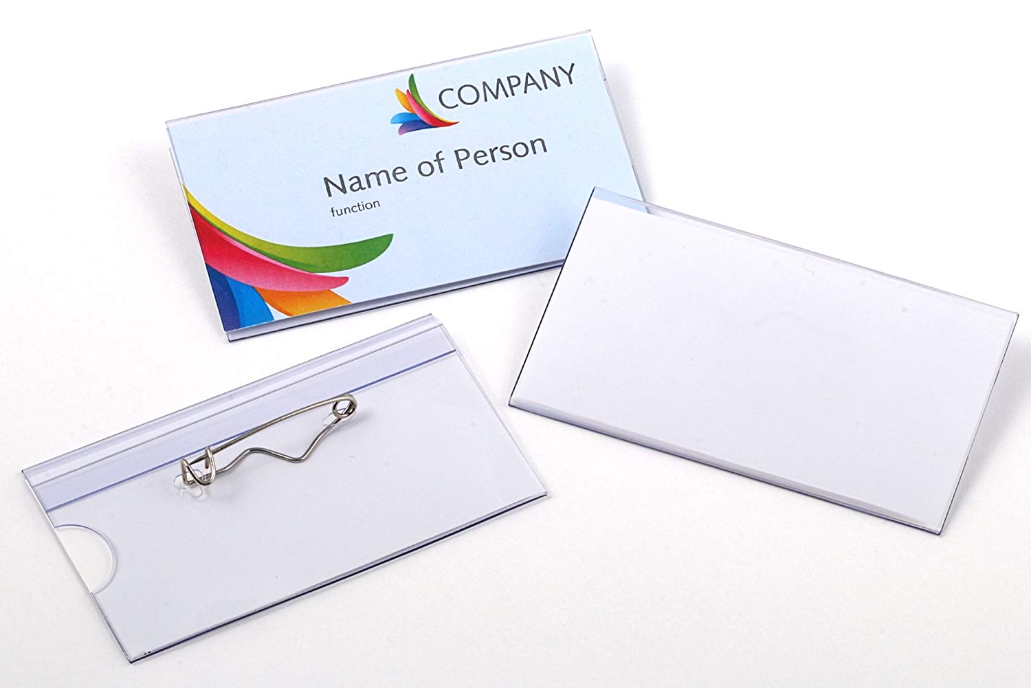 EUROPEL Name Badge Holders with Safety Pin & Blank Card Insert Sheets (Pack of 24), Clear, 75 x 40 mm - Image 3