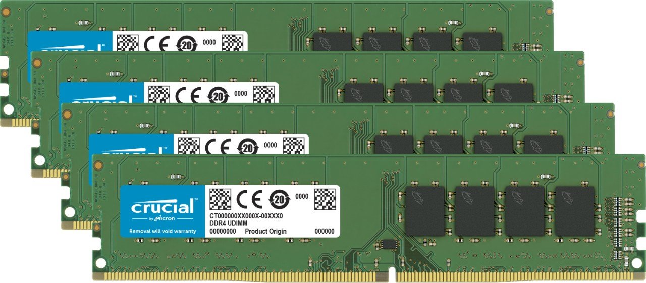 Crucial CT4K16G4DFD824A 64 GB Kit (16 GB x 4) (DDR4, 2400 MT/s, PC4-19200, Dual Rank x8, DIMM 288-Pin) Memory