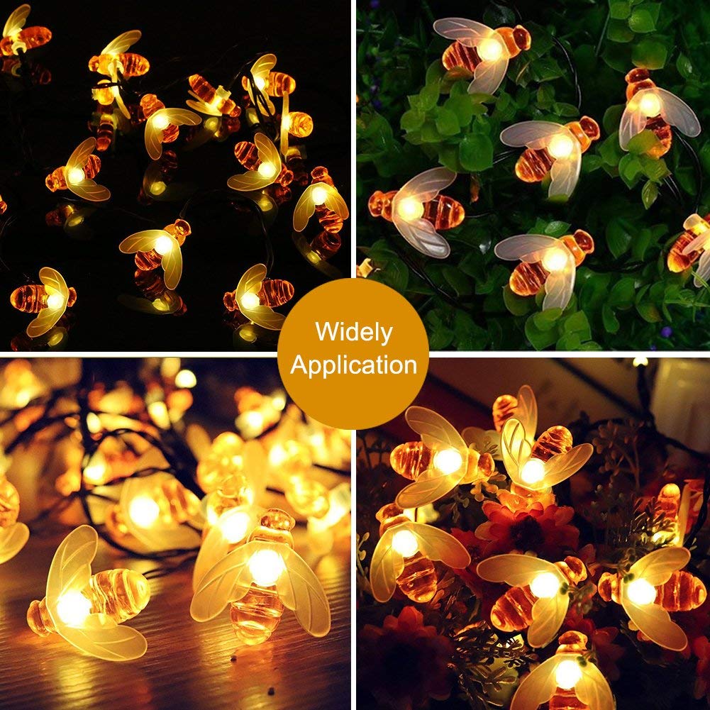 Solar Powered Honeybee Outdoor Lights, 30 LED 21 ft Waterproof Fairy String Lights, Bumble Bee for Garden Flower Fence, Patio - Image 4