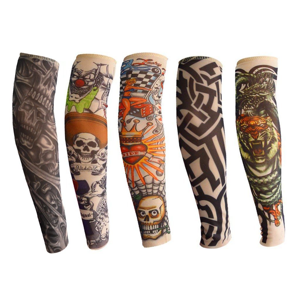 ANGTUO Kids Tattoo Sleeves, 5 PCS Fake Arm Tattoo Temporary Rockstar Fancy Dress Punk Accessories for Boys & Girls