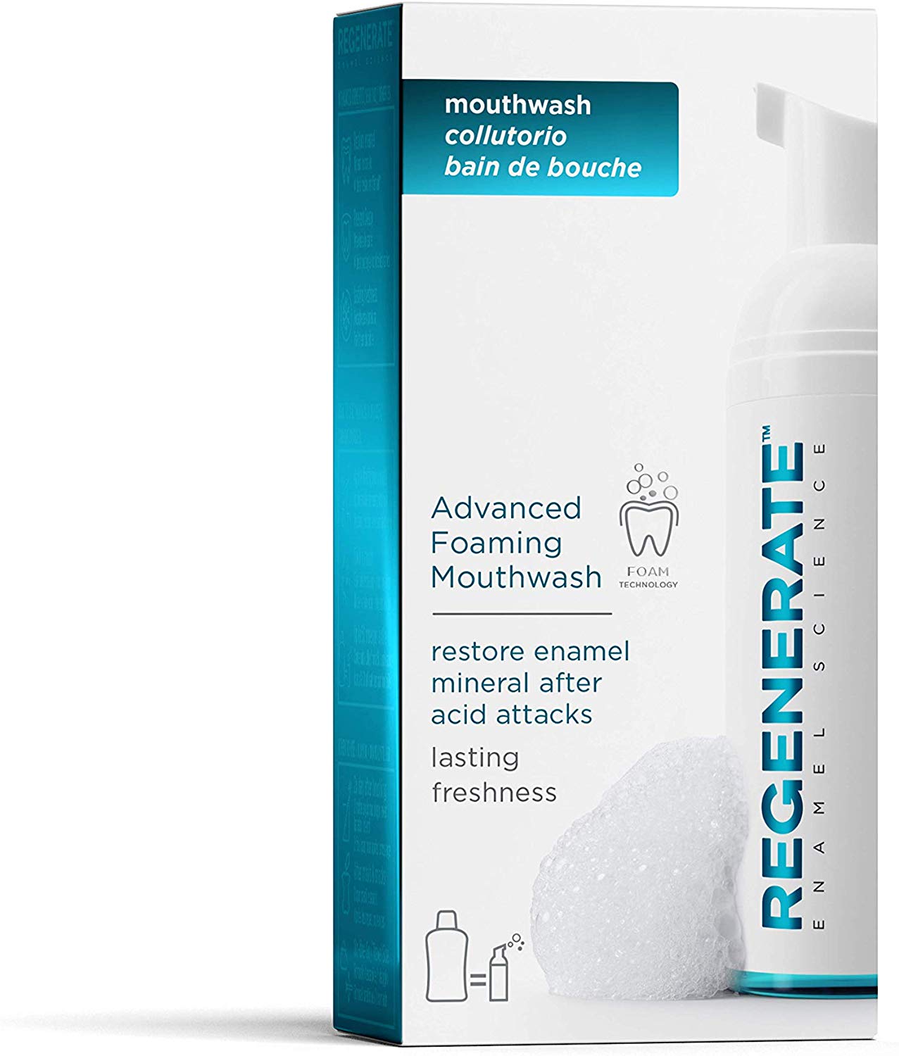 Regenerate Advanced Foaming Mouthwash Mouthwash restore tooth enamel for lasting freshness 50ml, Transparent Blue, 50 ml (Pack of 1)