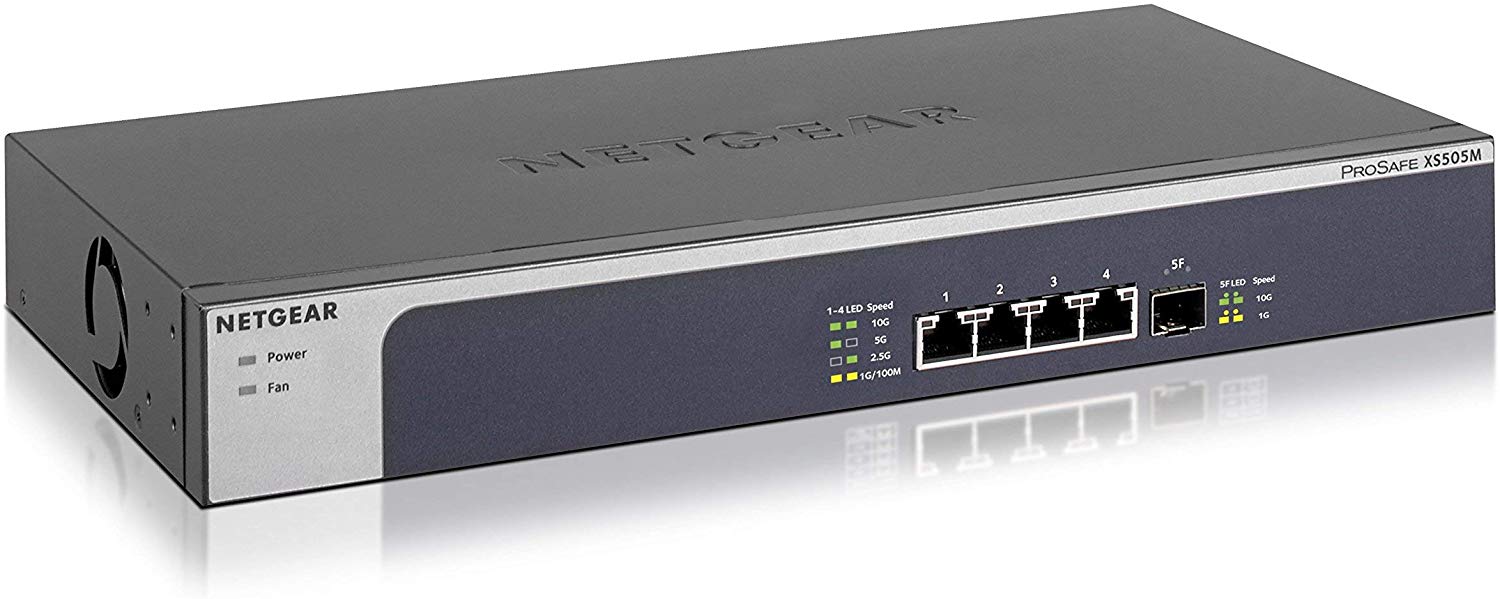 NETGEAR 5 Port 10GB Switch (XS505M), Black, grey