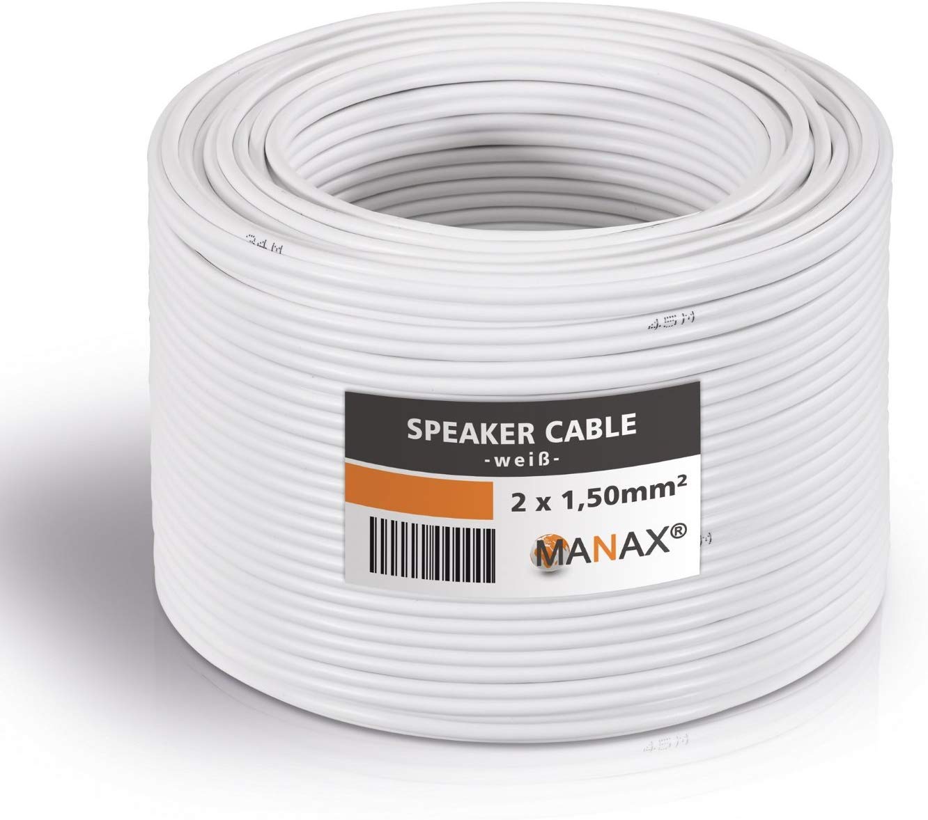 MANAX Speaker Cable 2 x 1.5 mm2 White 20 m Ring, 20 meter
