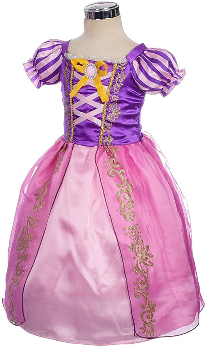 Lito Angels Girls Princess Rapunzel Costumes Girl Princess Dresses Fancy Party Dress, Purple, 4 Years, Style a (Dress Only) - Image 3