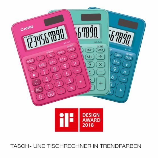Casio Desktop Calculator MS-7UC 10 Digits in Trendy Colours, Tax Calculation, Sign Change, Solar/Battery Operated - Image 2