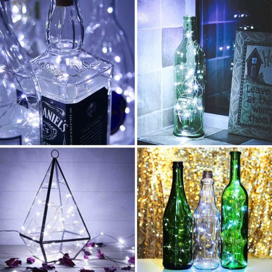 LED Wine Bottle Lights, USB Rechargeable No Battery Required, 6.5ft (2M) Copper Wire 20 LED, Cork Light for Christmas Halloween Gift, Outdoor BBQ Party Wedding Holiday Decoration (Cold White, 3 Pack) - Image 4