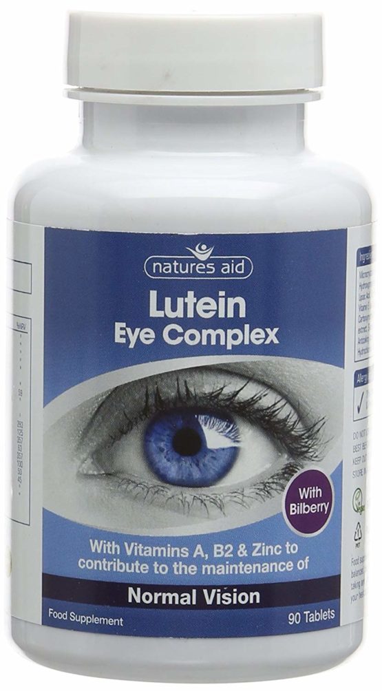 Natures Aid Lutein Eye Complex with Bilberry 90 Tablets (For the Maintenance of Normal Vision, with Alpha Lipoic Acid, Zinc, and Vitamins A, B2, C and E, Vegan Society Approved, Made in the UK)