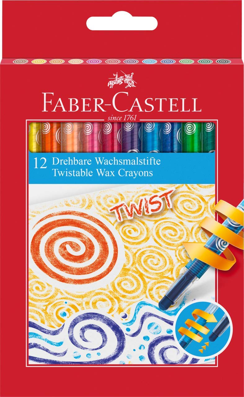 Faber-Castell 120003 Twistable Wax Crayons (Pack of 12), Multicolored, 12 Count (Pack of 1)