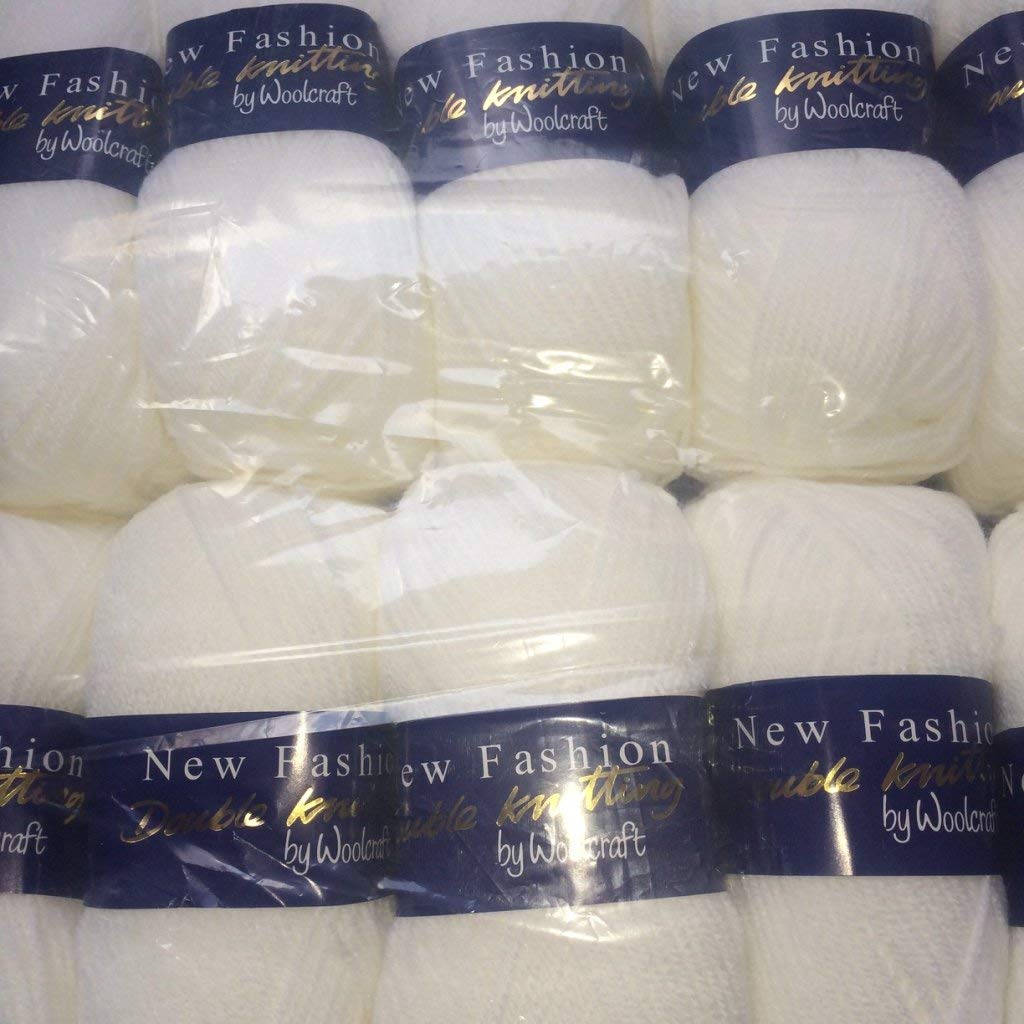 5 x 100g Woolcraft Dk Double Knitting Wool, Yarn (5 x 100g White 7f76), Double Knitting (0.33g/m)