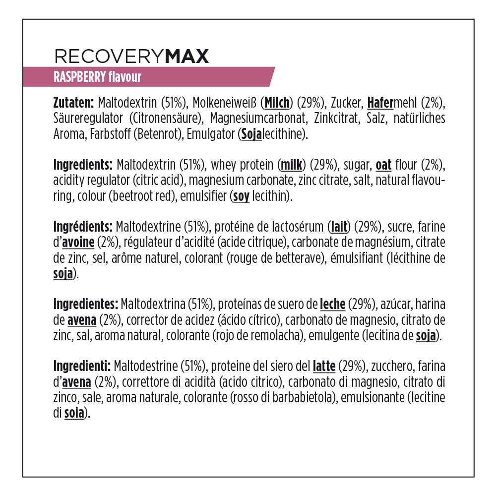 Powerbar - Recovery Max - Raspberry - 1144g - Regeneration Whey Drink with Carbohydrates - Magnesium - Zinc - Image 4