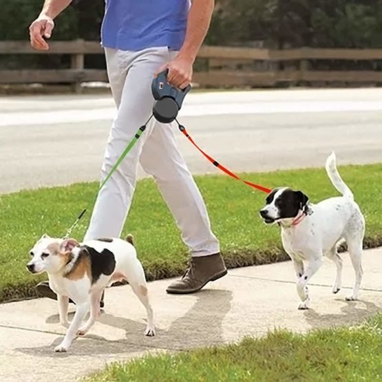 Makife Dog Lead Automatic Double Retractable Dog Leash 3 m for Small and Medium Dogs Hiking Jogging No Tangling - Image 2