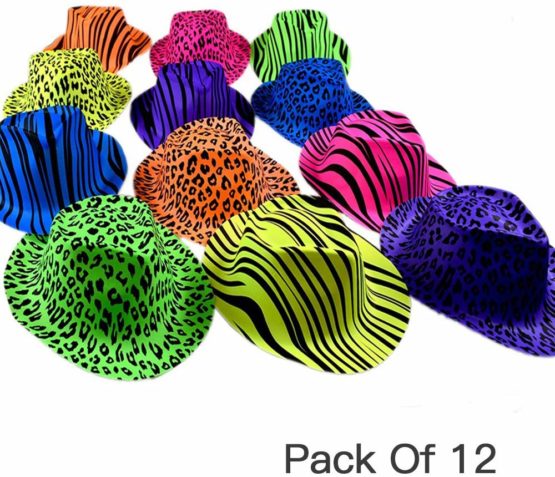 NOVELTY PLACE [Party Stars Neon Color Animal Print Plastic Party Hats for Kids Teens and Adult (Pack of 12) - Image 4