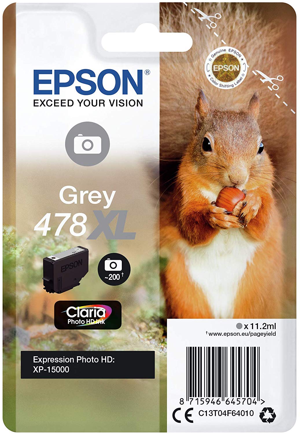Epson 478XL Grey Photo HD Inkjet Cartridge C13T04F64010 - Image 2