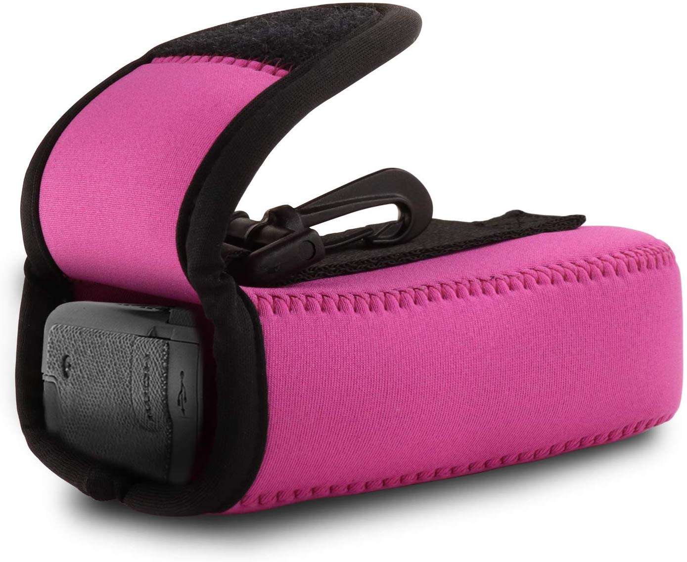 MegaGear Ultra Light Neoprene Camera Compatible with Case Sony Cyber-Shot DSC-W800, with Carabiner - Hot Pink - Image 2