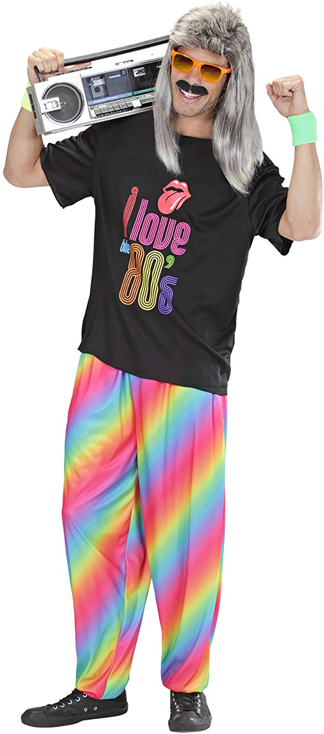 Widmann Extra Large 1980's Adult's Rainbow Baggy Pants, Multicolor, XL - Image 3