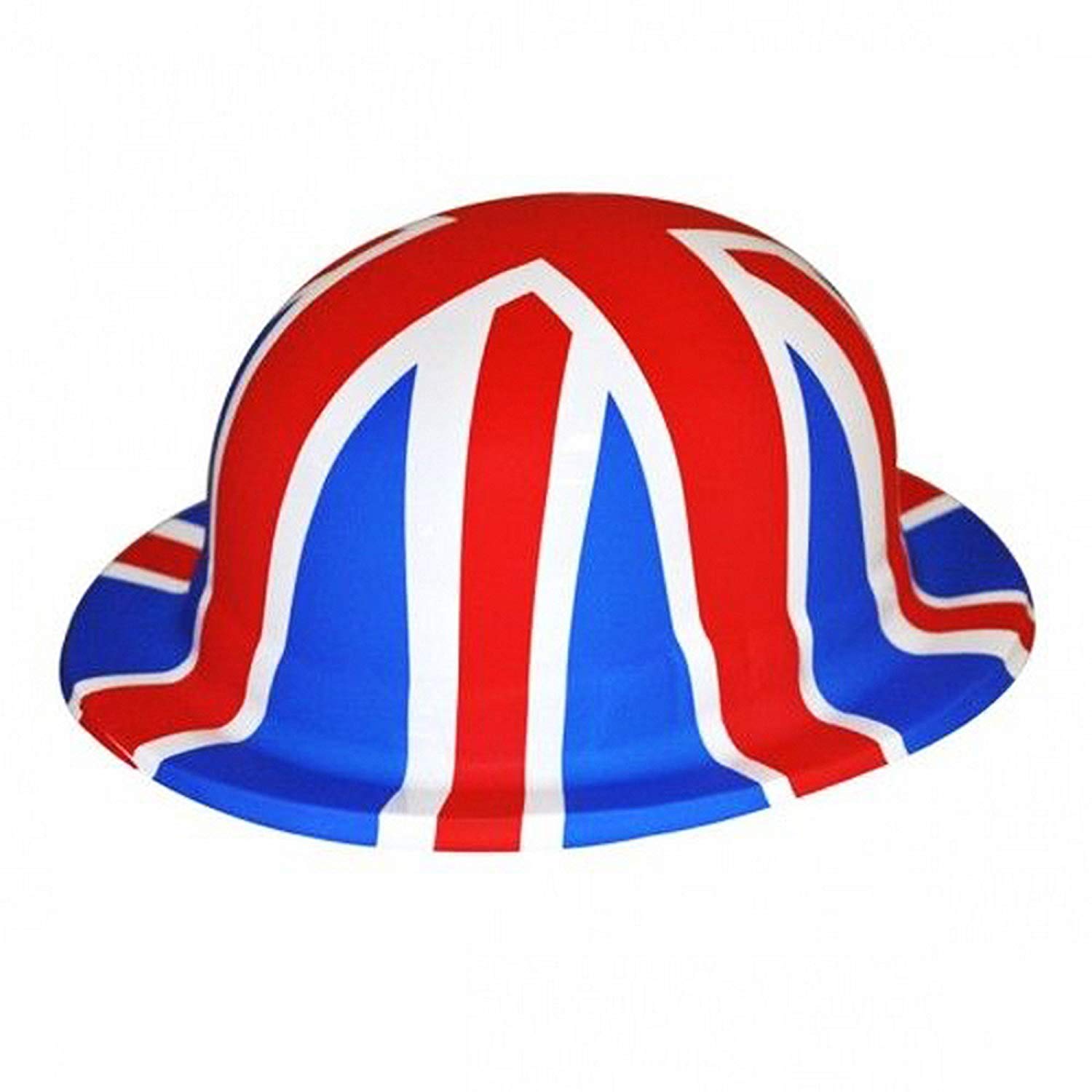 union jack plastic bowler hat, Blue and Red, XL