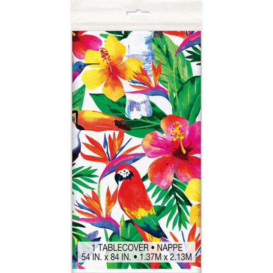 Unique 72673 Rectangular Plastic Table Cover | Palm Tropical Luau Theme Party, Nature, Green - Image 2